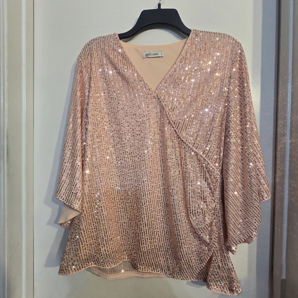 Grace Karin Shimmering Blouse in Peach - Picture 3 of 6